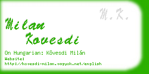 milan kovesdi business card